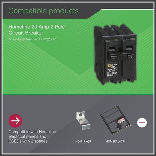 Circuit Breaker 20 Amp 2-Pole Circuit Homeline Breaker(HOM220CP)