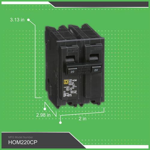 Circuit Breaker 20 Amp 2-Pole Circuit Homeline Breaker(HOM220CP)