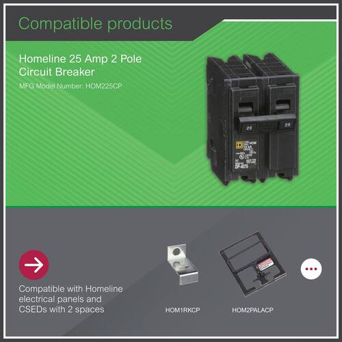 Circuit Breaker 25 Amp 2-Pole Circuit Homeline Breaker(HOM225CP)