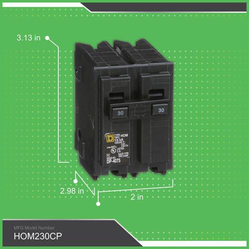 Circuit Breaker 30 Amp 2-Pole Circuit Homeline Breaker(HOM230CP)