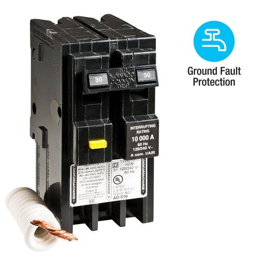 Circuit Breaker 30 Amp 2-Pole Circuit Homeline GFCI - Box Packaging