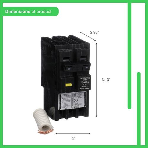 Circuit Breaker 30 Amp 2-Pole Circuit Homeline GFCI