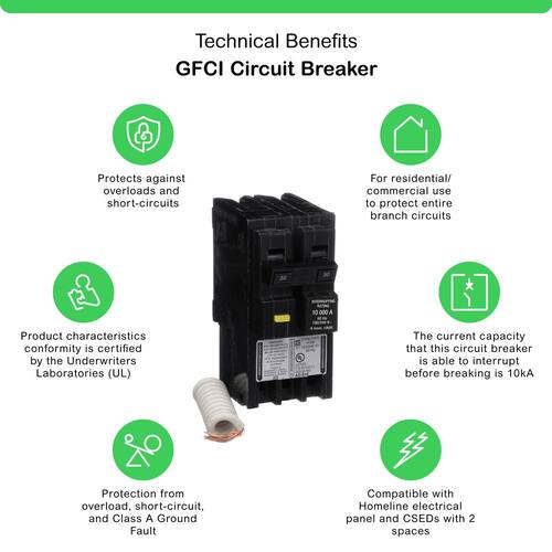 Circuit Breaker 30 Amp 2-Pole Circuit Homeline GFCI