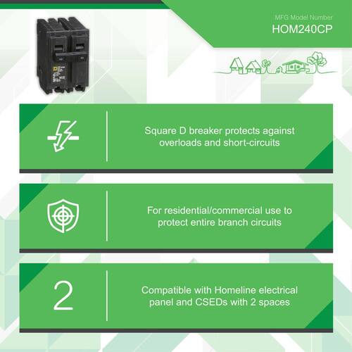 Circuit Breaker 40 Amp 2-Pole Circuit Homeline Breaker(HOM240CP)