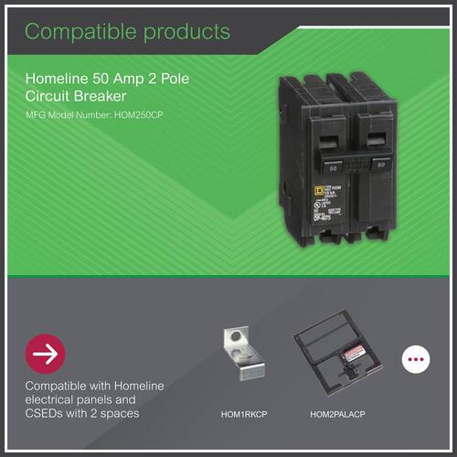 Circuit Breaker 50 Amp 2-Pole Circuit Homeline Breaker(HOM250CP)