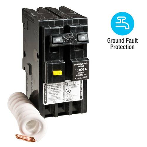 Circuit Breaker 50 Amp 2-Pole Circuit Homeline GFCI