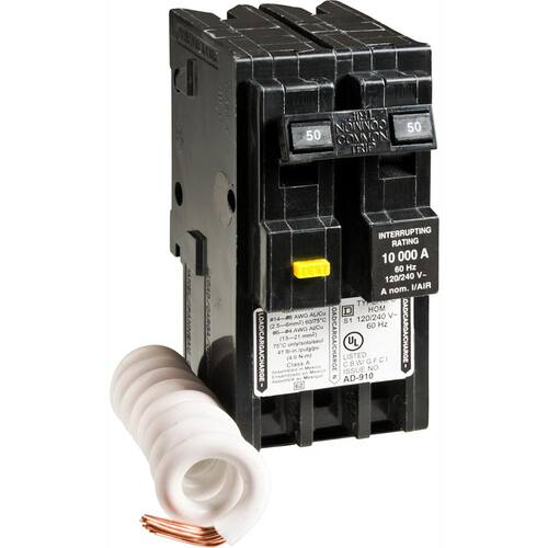 Circuit Breaker 50 Amp 2-Pole Circuit Homeline GFCI