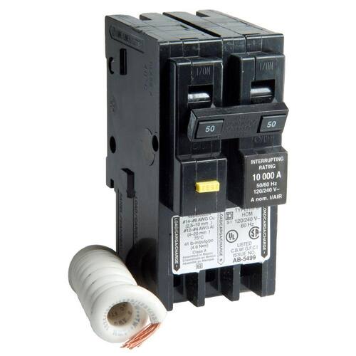 Circuit Breaker 50 Amp 2-Pole Circuit Homeline GFCI