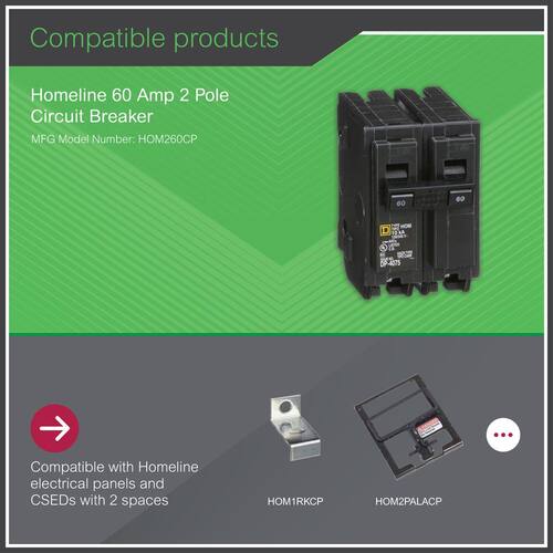 Circuit Breaker 60 Amp 2-Pole Circuit Homeline Breaker(HOM260CP)