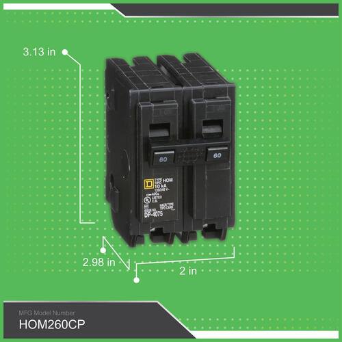 Circuit Breaker 60 Amp 2-Pole Circuit Homeline Breaker(HOM260CP)