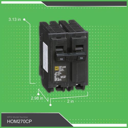 Circuit Breaker 70 Amp 2-Pole Circuit Homeline