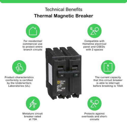 Circuit Breaker 70 Amp 2-Pole Circuit Homeline