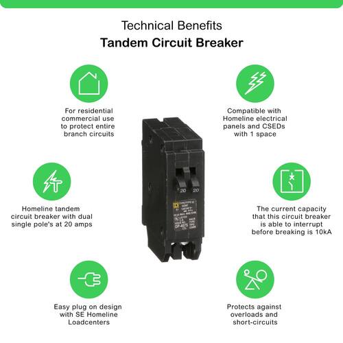 Circuit Breaker Amp Single-Pole Circuit Homeline 2-20 Tandem