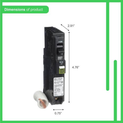 Circuit Breaker 15 Amp Single-Pole Circuit QO Combination Arc Fault Breaker(QO115CAFIC)