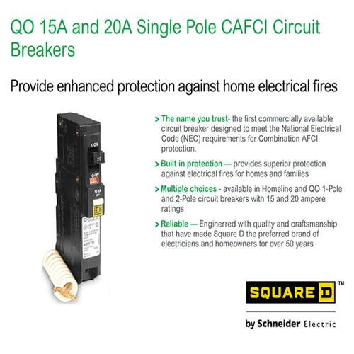 Circuit Breaker 15 Amp Single-Pole Circuit QO Combination Arc Fault Breaker(QO115CAFIC)