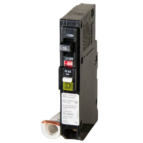 Circuit Breaker 15 Amp Single-Pole Circuit QO Combination Arc Fault Breaker(QO115CAFIC)