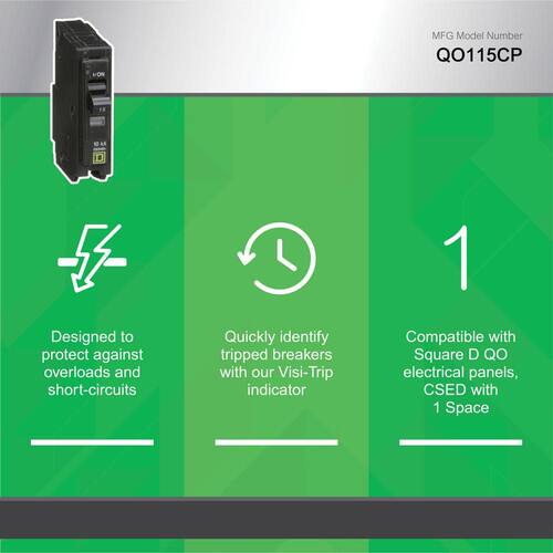 Circuit Breaker 15 Amp Single-Pole Circuit QO Breaker(QO115CP)