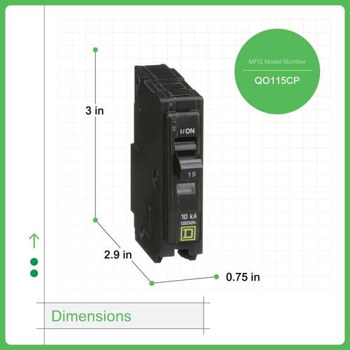 Circuit Breaker 15 Amp Single-Pole Circuit QO Breaker(QO115CP)