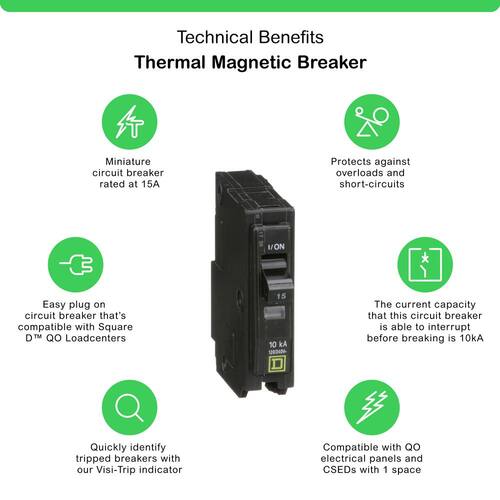 Circuit Breaker 15 Amp Single-Pole Circuit QO Breaker(QO115CP)