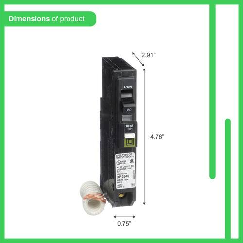 Circuit Breaker 20 Amp Single-Pole Circuit QO Combination Arc Fault Breaker(QO120CAFIC)