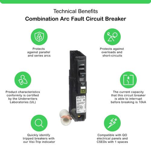 Circuit Breaker 20 Amp Single-Pole Circuit QO Combination Arc Fault Breaker(QO120CAFIC)