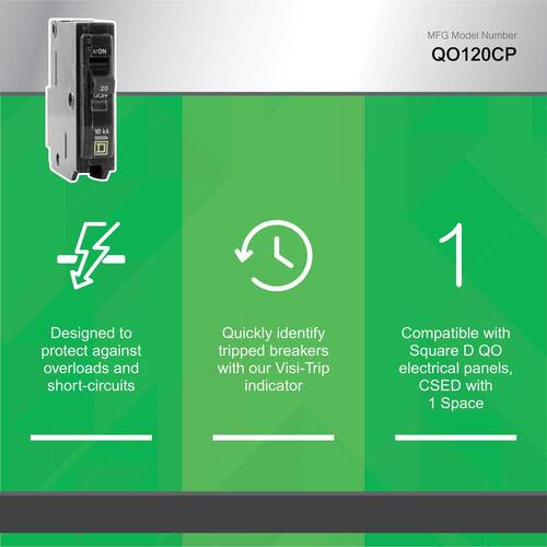 Circuit Breaker 20 Amp Single-Pole Circuit QO Breaker(QO120CP)