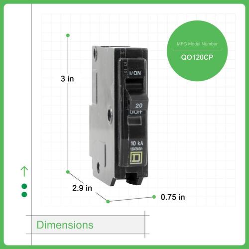 Circuit Breaker 20 Amp Single-Pole Circuit QO Breaker(QO120CP)