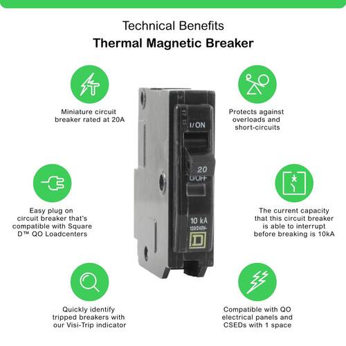 Circuit Breaker 20 Amp Single-Pole Circuit QO Breaker(QO120CP)