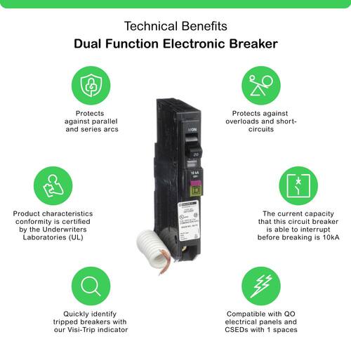 Circuit Breaker 20 Amp Single-Pole Circuit QO Dual Function (CAFCI and GFCI)