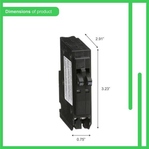 Circuit Breaker Amp Single-Pole Circuit QO 2-20 Tandem