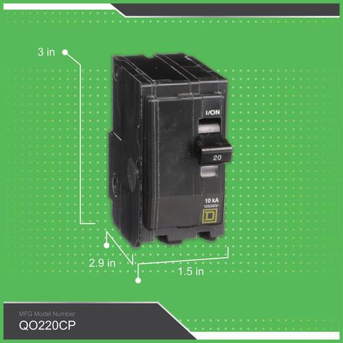 Circuit Breaker 20 Amp 2-Pole Circuit QO Breaker(QO220CP)