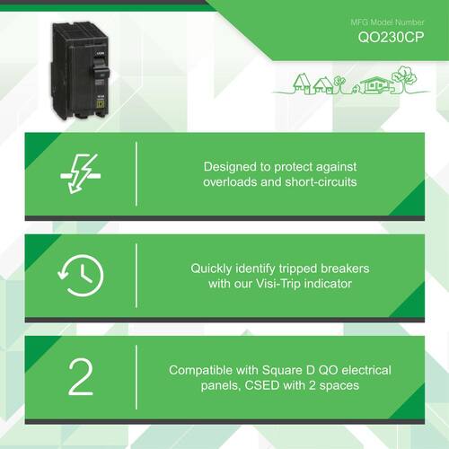 Circuit Breaker 30 Amp 2-Pole Circuit QO Breaker(QO230CP)