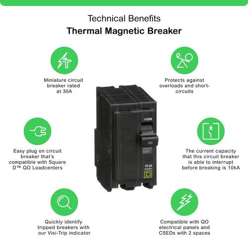 Circuit Breaker 30 Amp 2-Pole Circuit QO Breaker(QO230CP)