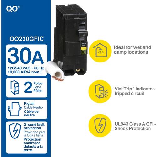 Circuit Breaker 30 Amp 2-Pole QO GFCI