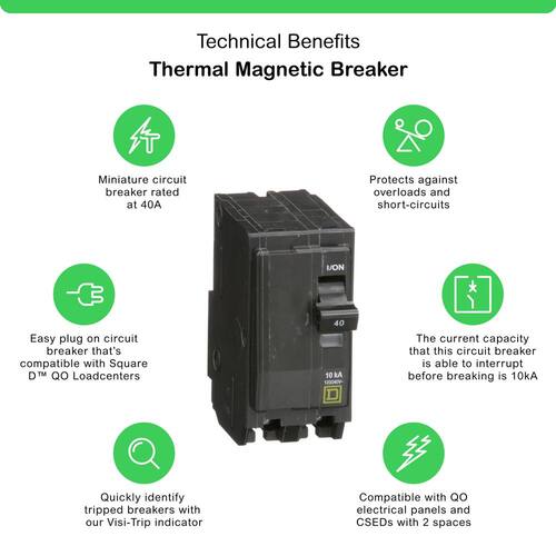 Circuit Breaker 40 Amp 2-Pole Circuit QO Breaker(QO240CP)