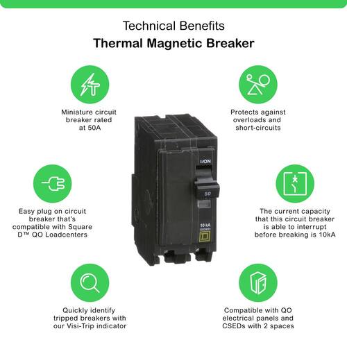 Circuit Breaker 50 Amp 2-Pole Circuit QO Breaker(QO250CP)