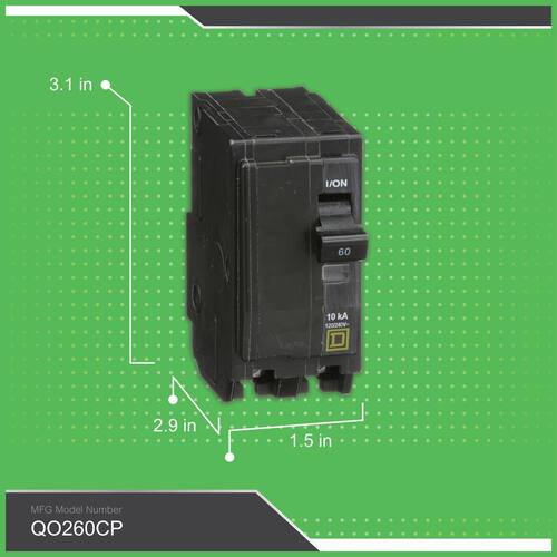 Circuit Breaker 60 Amp 2-Pole Circuit QO Breaker(QO260CP)