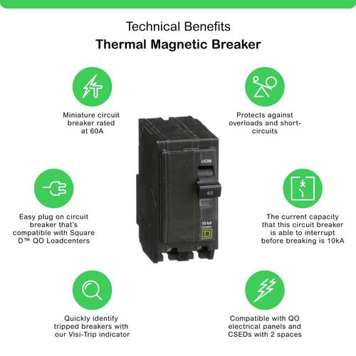 Circuit Breaker 60 Amp 2-Pole Circuit QO Breaker(QO260CP)