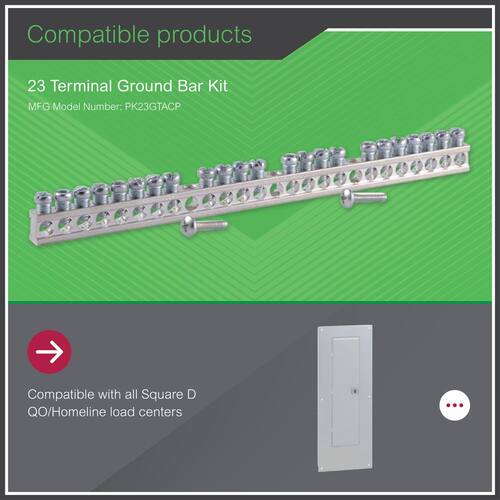 Load Center 23 Terminal Ground Bar Kit for QO/Homeline Electrical Panel/Load Center(PK23GTACP)