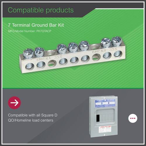 Load Center 7 Terminal Ground Bar Kit for QO/Homeline Electrical Panel/Load Center(PK7GTACP)