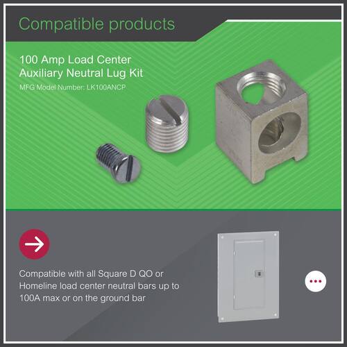 Load Center 100 Amp QO/Homeline Auxillary Neutral Lug Kit for Electrical Panel/Load