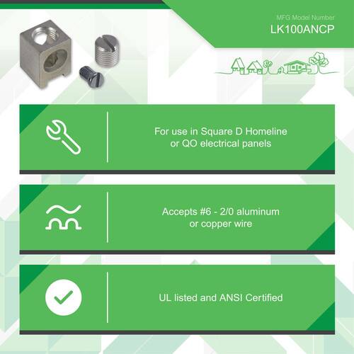 Load Center 100 Amp QO/Homeline Auxillary Neutral Lug Kit for Electrical Panel/Load