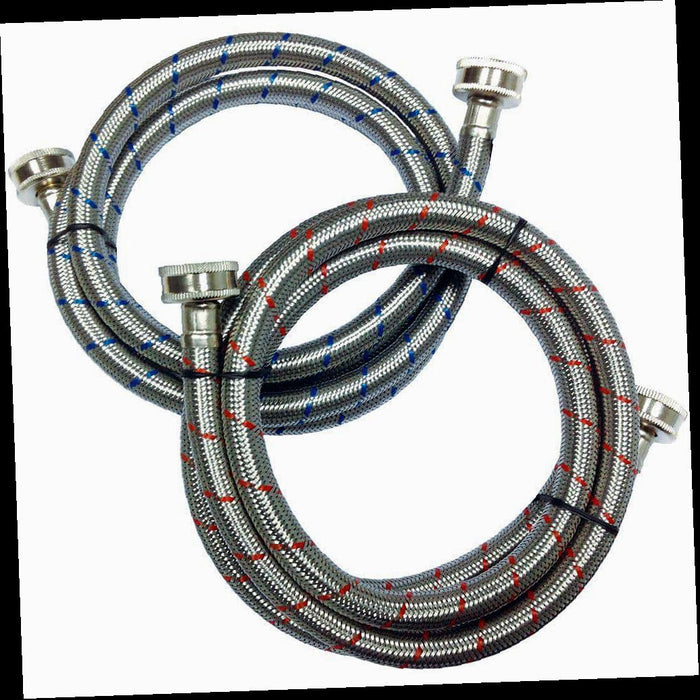 Stainless Steel Washing Machine Supply Line (2-Pack), 3/4 in. FHT x 3/4 in. FHT x 60 in.