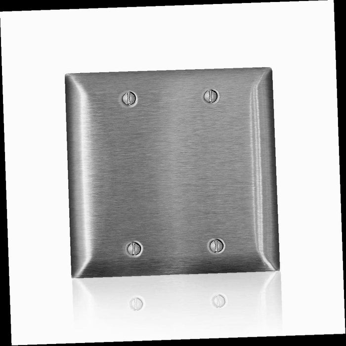 Outlet Wall Plate, 2-Gang Stainless Steel Blank Plate Wall Plate (1-Pack)