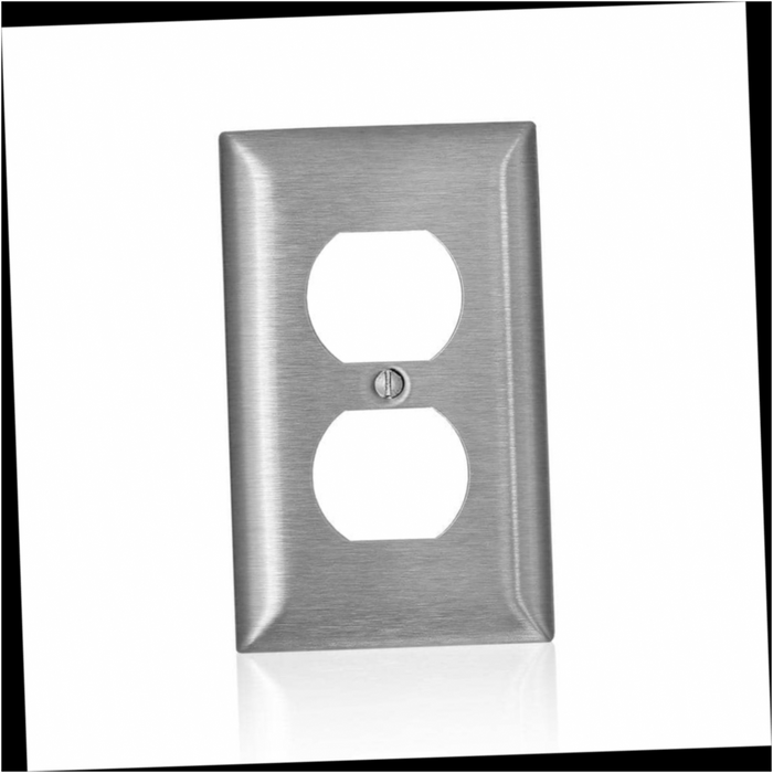 Outlet Wall Plate Stainless Steel C-Series 1-Gang Duplex Standard Size Magnetic