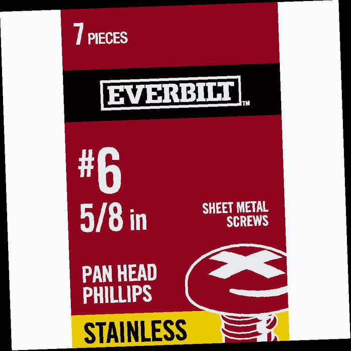 Sheet Metal Screw Stainless Steel Phillips Pan Head 6 x 5/8 in. (7-Pack)