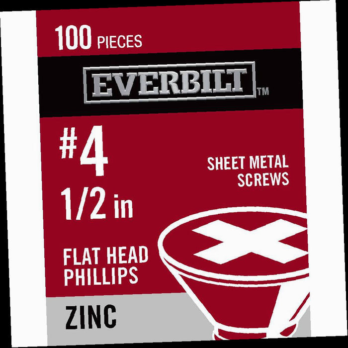 Sheet Metal Screw 1/2 in. x 4 in. Zinc Plated Flat Head Phillips (100-Pack)