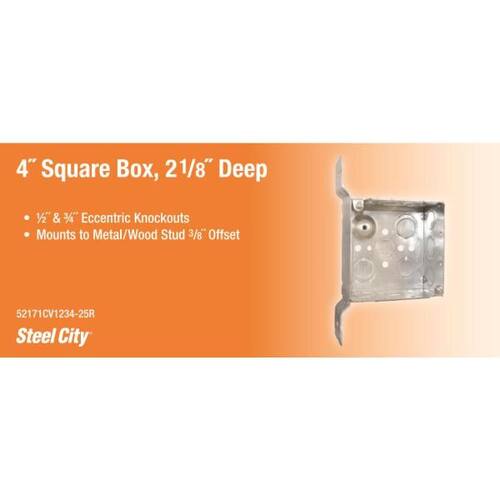 Square Box 4 in. Metallic with CV Bracket