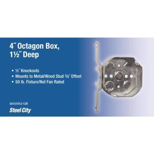 Octagon Box 4 in. 1-1/2 in. Deep with V-Bracket