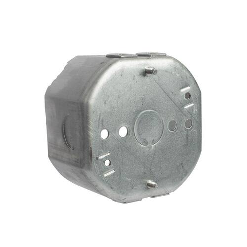 Steel Octagon Box 4 in. 2-1/8 in. Deep with NM Cable Clamp